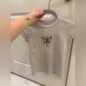 Brandy Melville Light Gray Butterfly Tee
